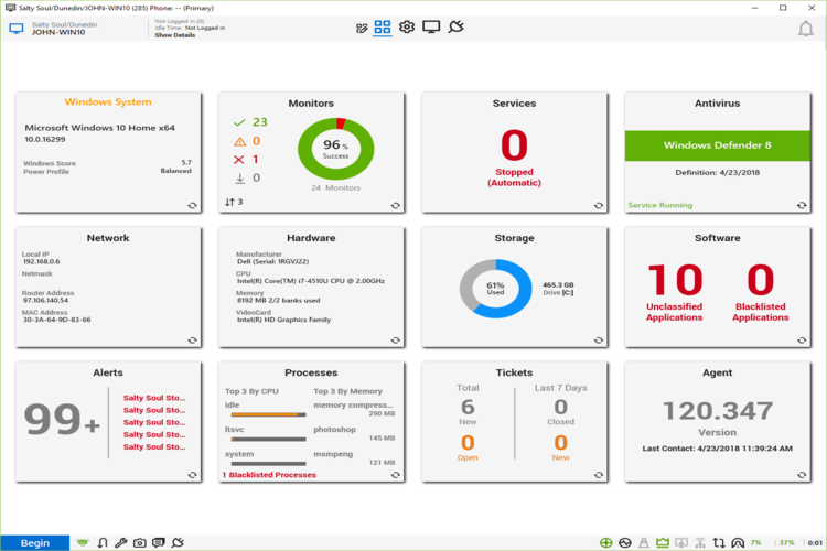 screenshot of ConnectWise Automate monitoring software