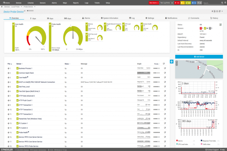 screenshot of Paessler PRTG Network Monitor