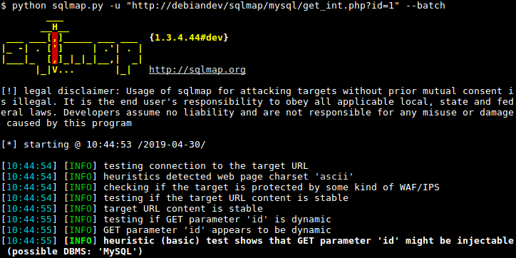 screenshot of SQLmap